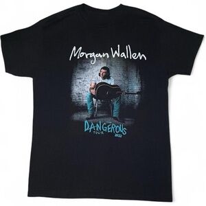 Morgan Wallen Dangerous Tour 2022 Black Concert T-shirt Size L Cotton Graphics
